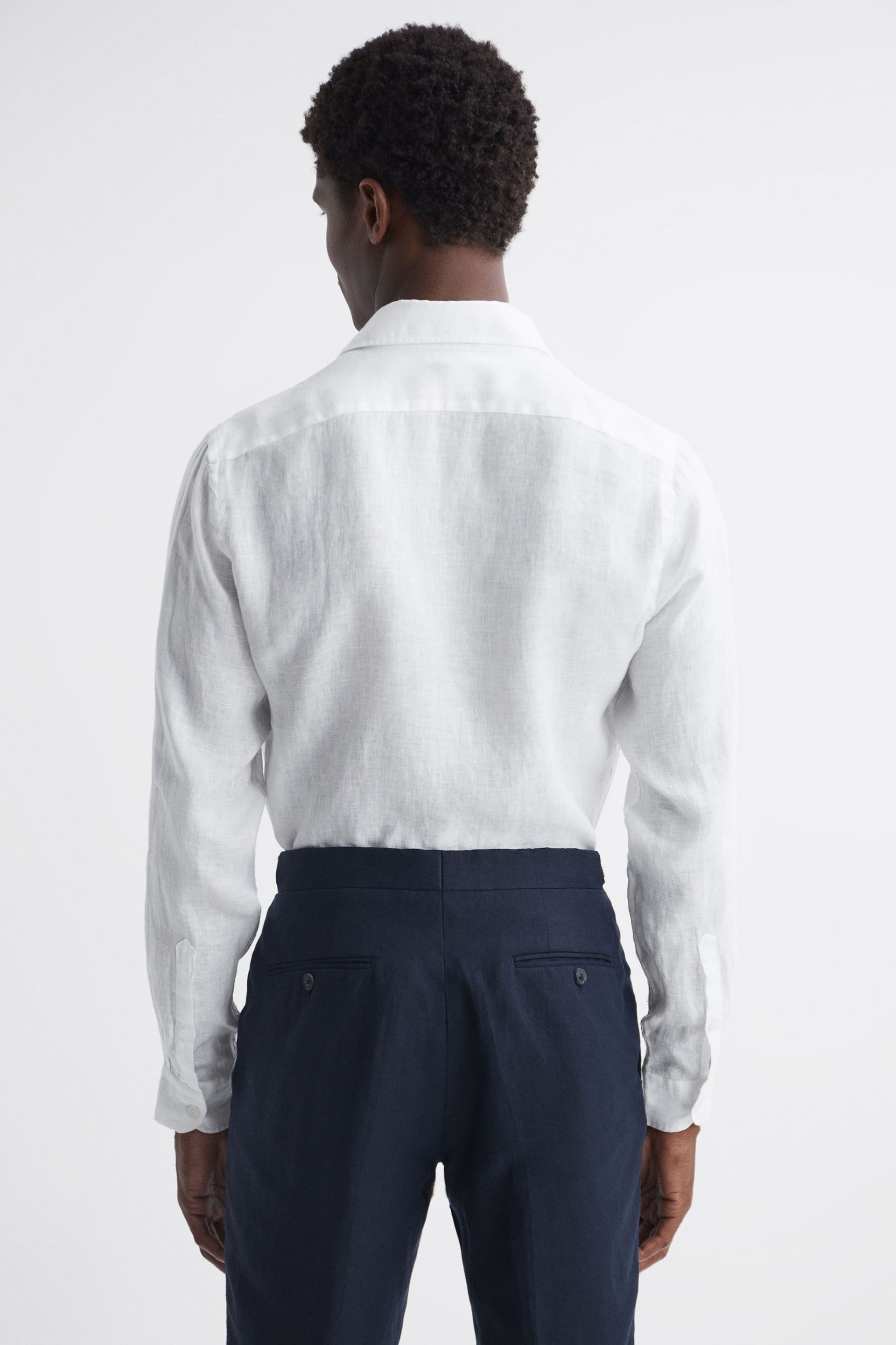 Reiss White Rex Linen Cutaway Collar Shirt - Image 5 of 5