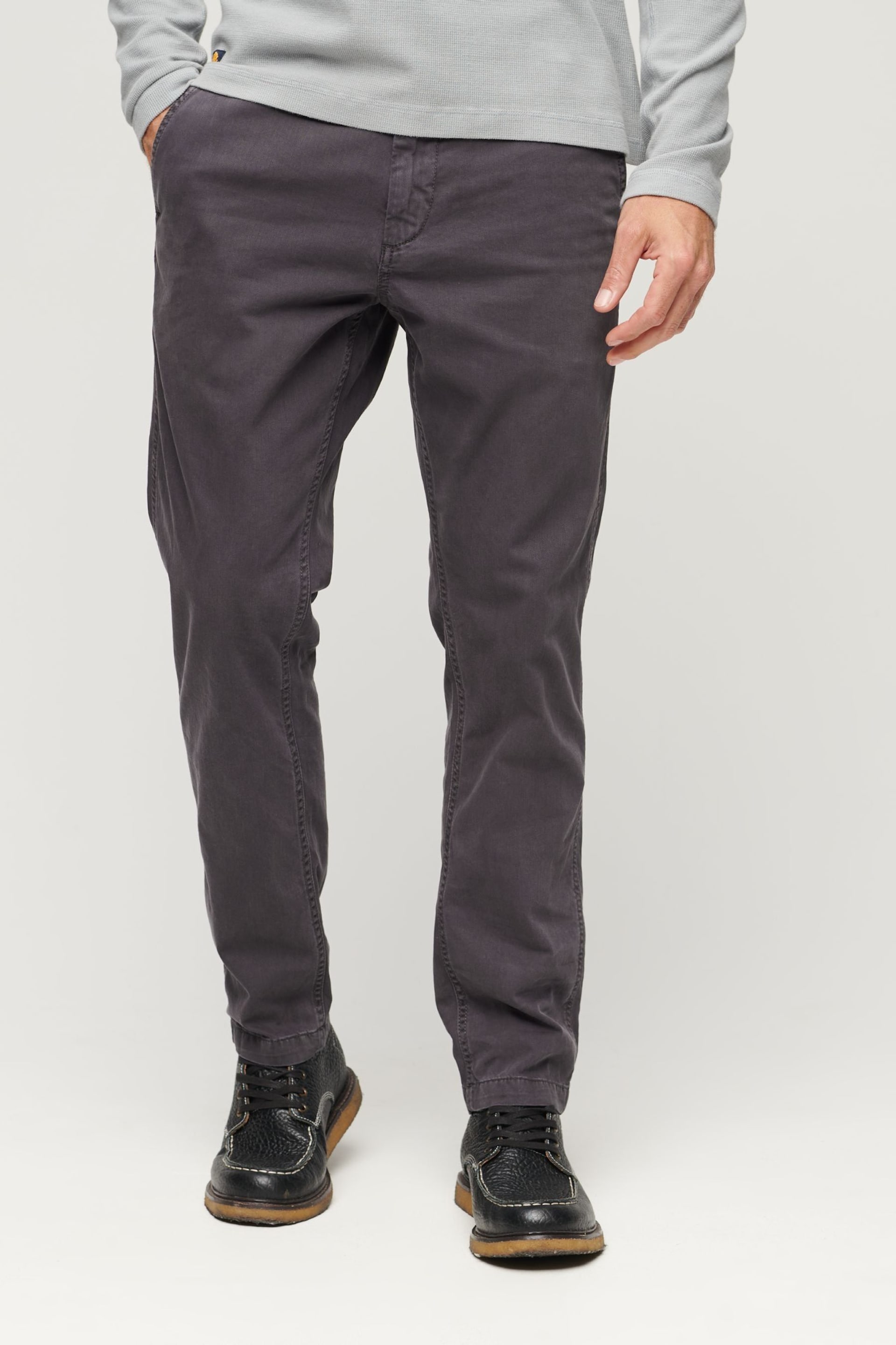 Superdry Grey Slim Officers Chinos Trousers - Image 1 of 7