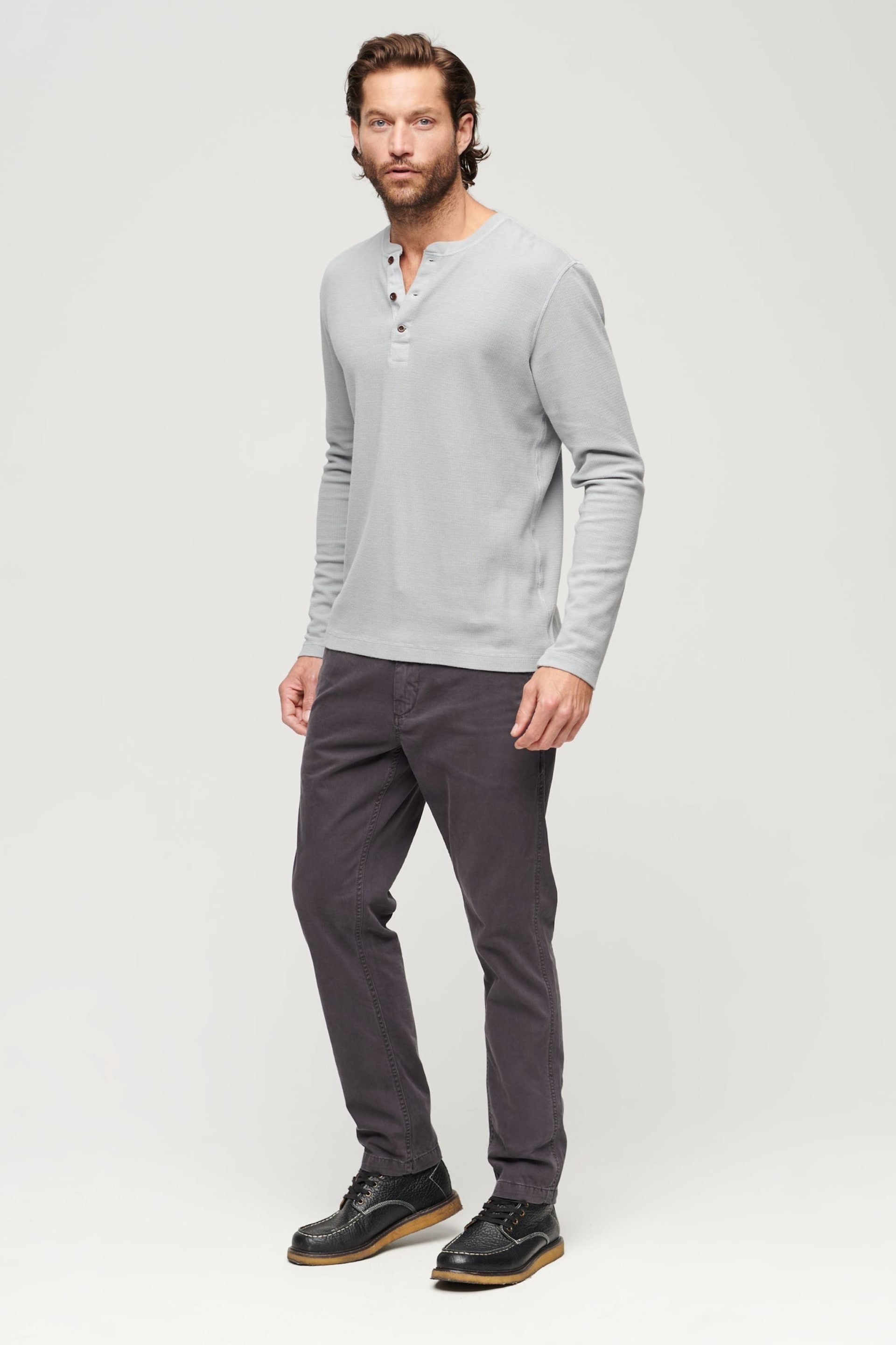 Superdry Grey Slim Officers Chinos Trousers - Image 3 of 7