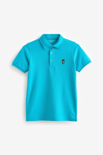 Blue Turquoise Short Sleeve Polo Shirt (3-16yrs)