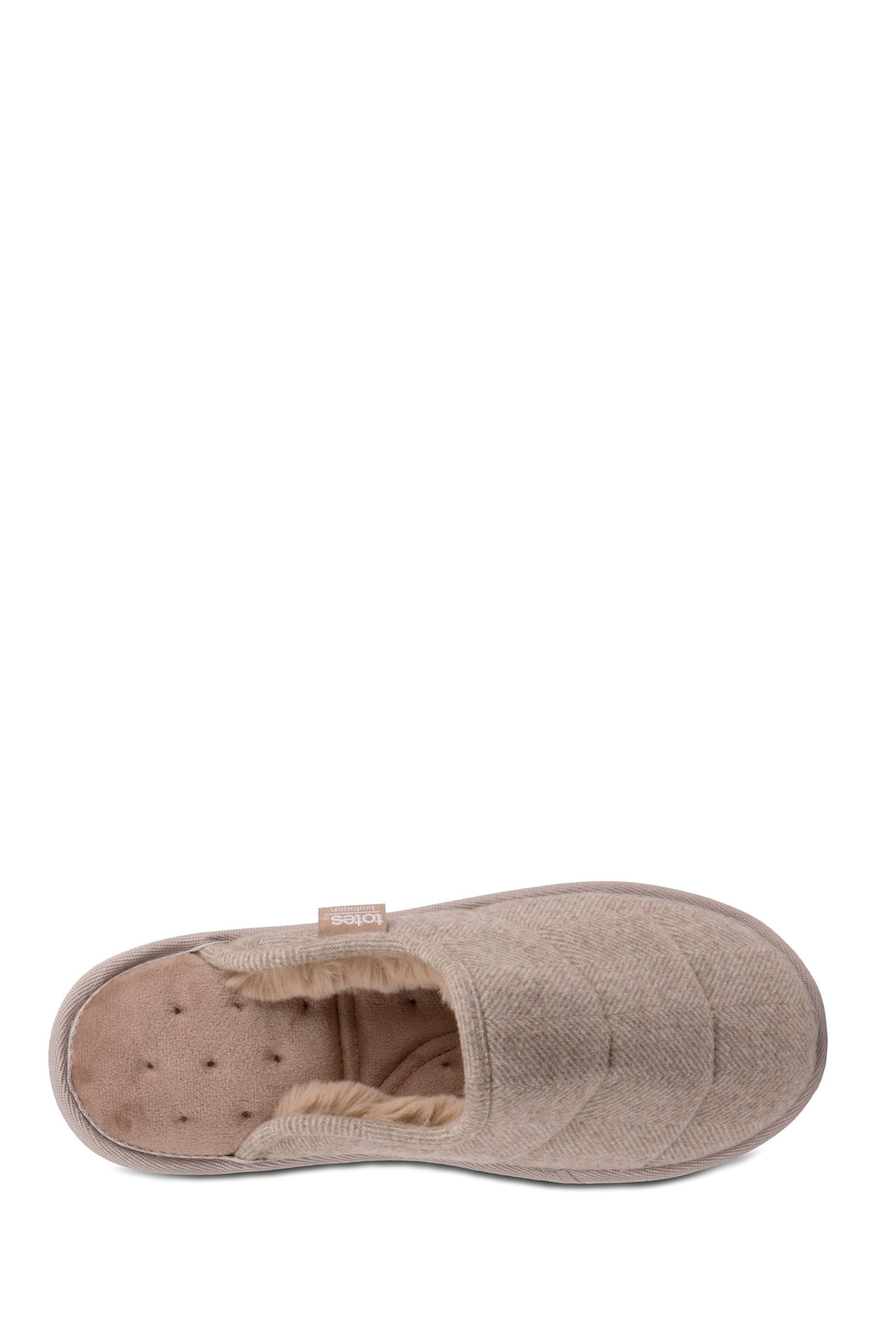 Buy Totes Beige Isotoner Ladies Herringbone Quilted Mule Slippers