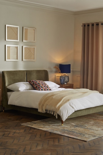 Plush Chenille Moss Green Flinton Upholstered Bed Frame
