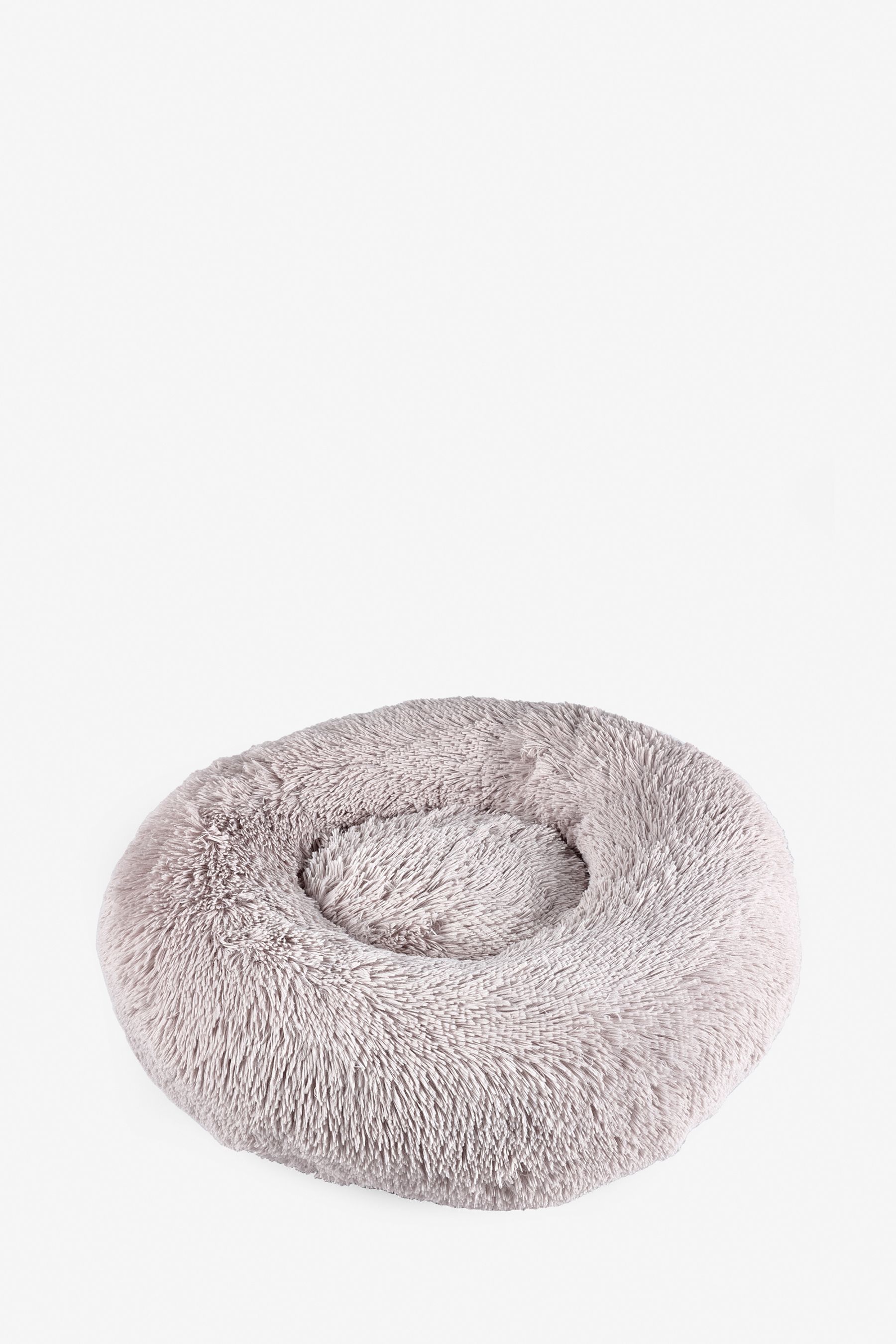 Grey Round Faux Fur Pet Bed