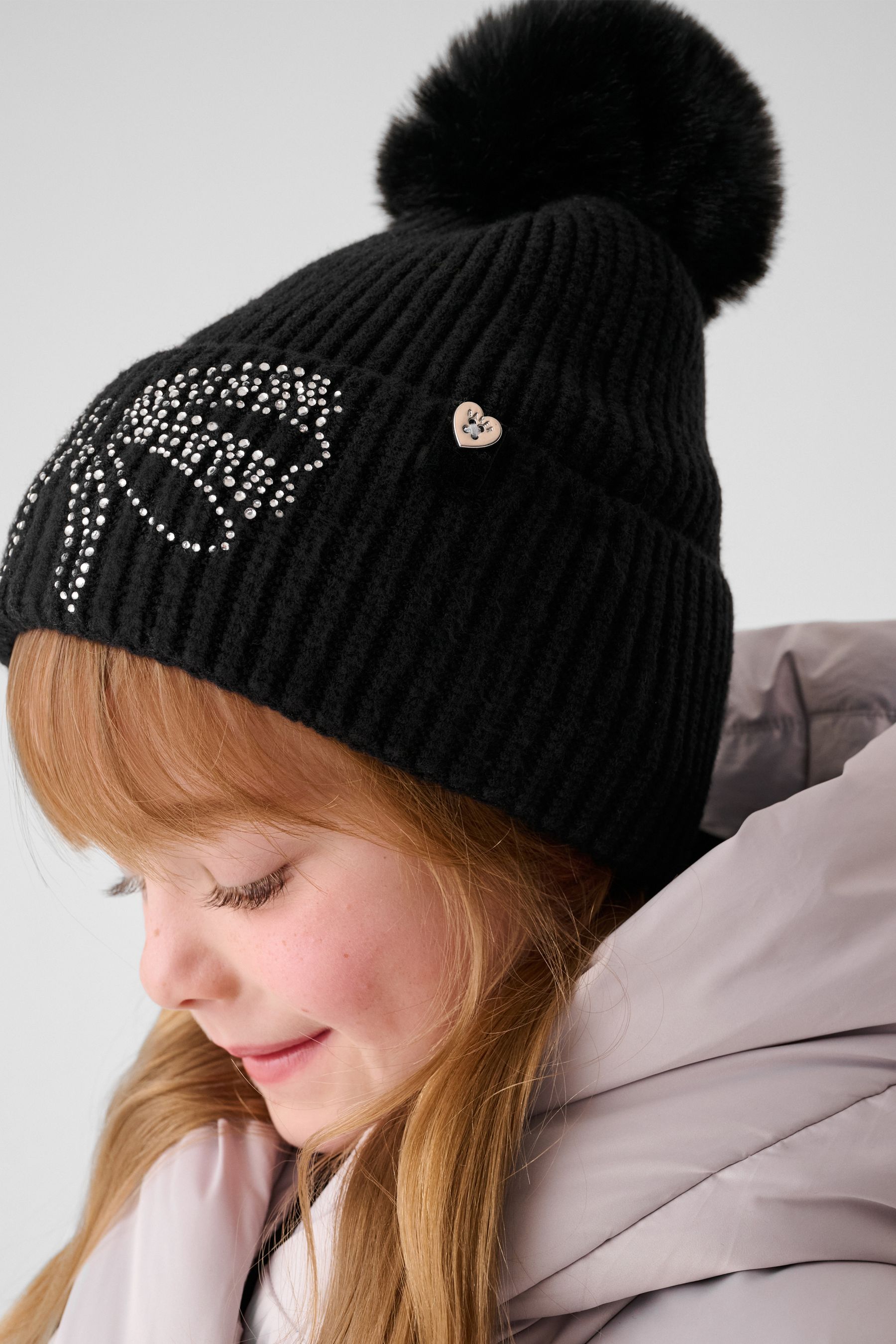 Buy Baker by Ted Baker Girls Knitted Diamante Black Pom Hat And Gloves Set from the Next UK online shop