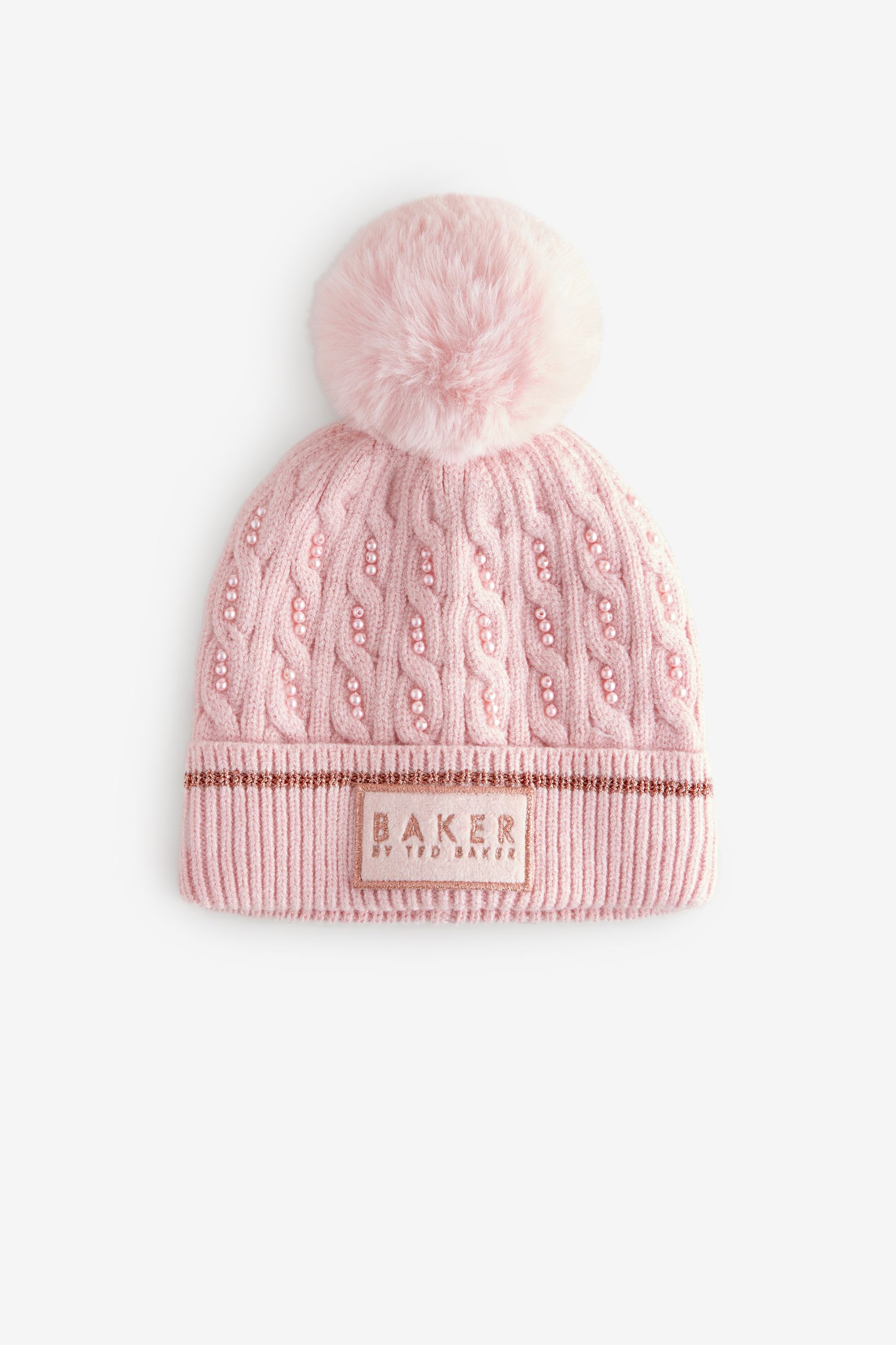 Buy Baker by Ted Baker Girls Pink Knited Pom Hat And Gloves Set from the Next UK online shop