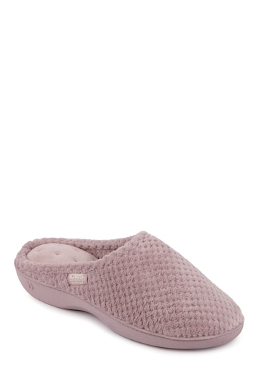 Totes Pink Isotoner Popcorn Terry Mules Slippers