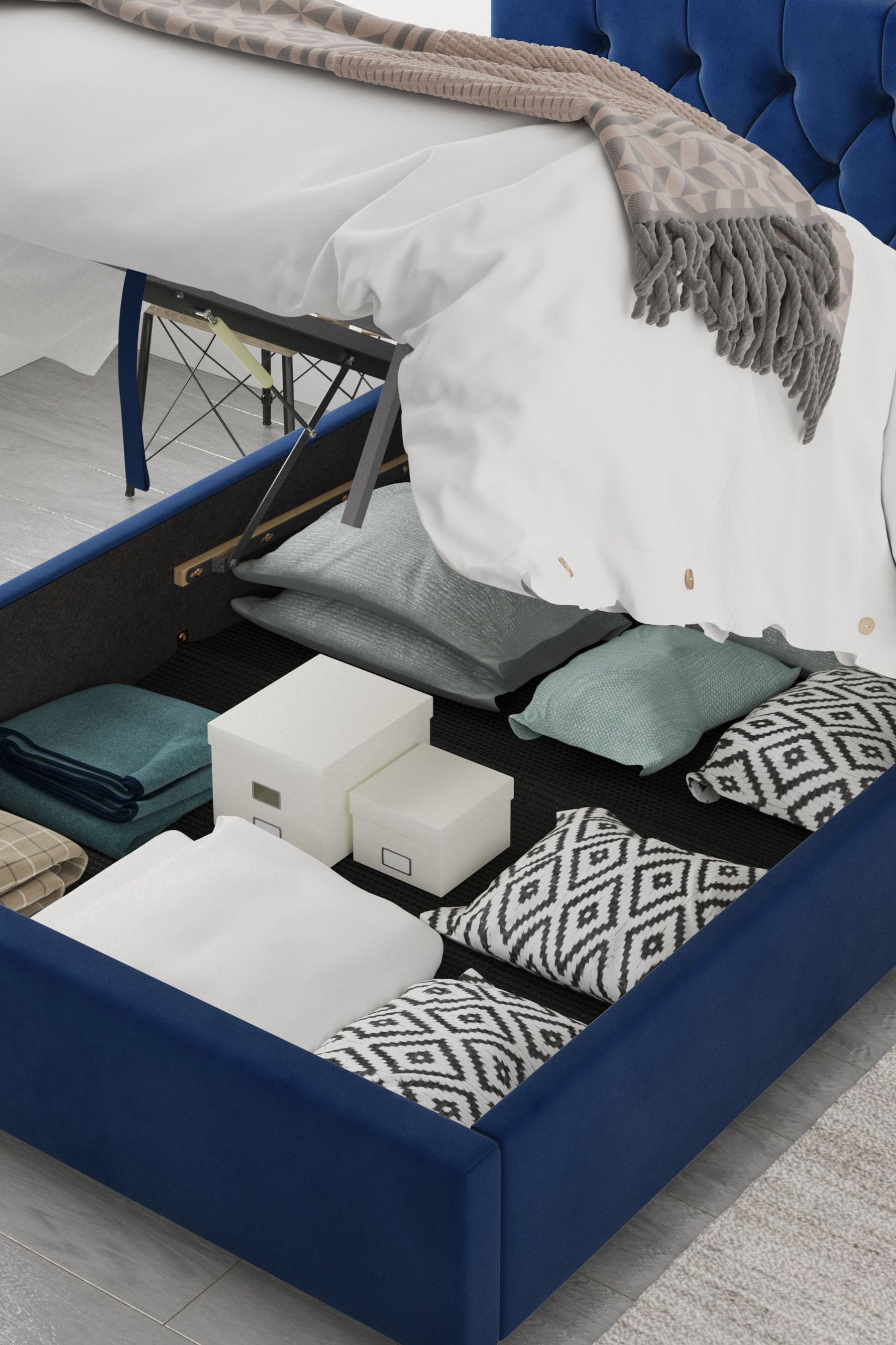 Aspire Furniture Navy Olivier Ottoman Bed