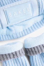 Baker by Ted Baker Boys Navy Pom Beanie And Mittens Set - Image 2 of 3