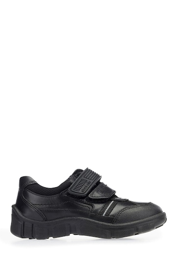 Start-Rite Luke Rip Tape Black Leather School Shoes Wide Fit