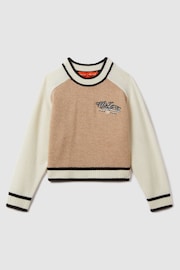 Reiss x McLaren F1 Team Camel/Ecru Teen McLaren F1 Wool Cashmere Cropped Jumper - Image 1 of 8