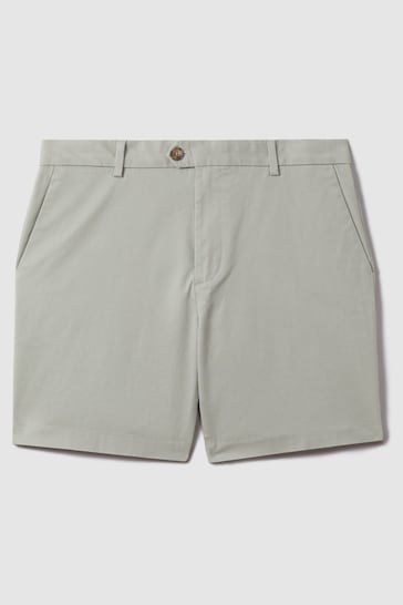 Reiss Soft Sage Wicket S Modern Fit Cotton Blend Chino Shorts