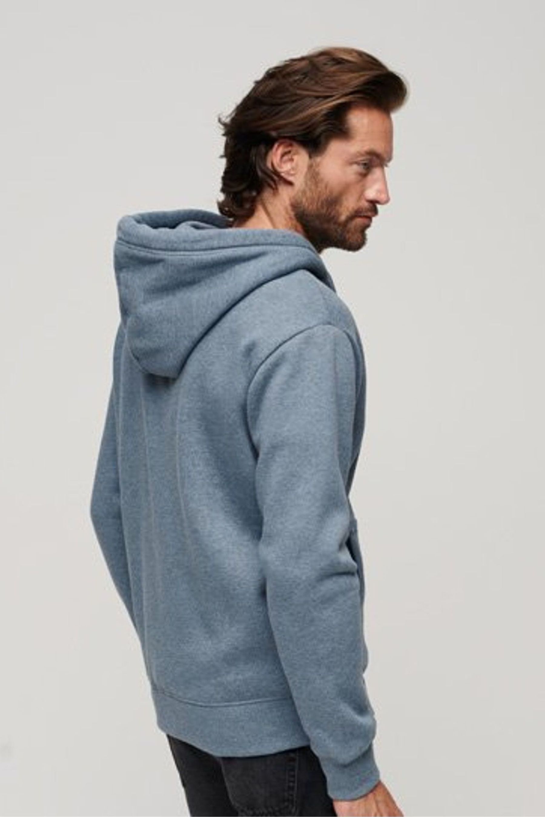 Buy Superdry Pale Blue Essential Logo Zip Up Hoodie from Next Luxembourg