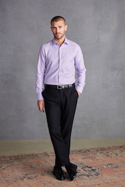 Lilac Purple Textured Slim Fit Signature Super Non Iron Single Cuff Shirt with Cutaway Collar - Image 2 of 7