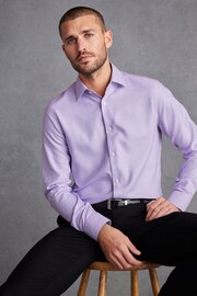 Lilac Purple Textured Slim Fit Signature Super Non Iron Single Cuff Shirt with Cutaway Collar - Image 4 of 7