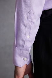 Lilac Purple Textured Slim Fit Signature Super Non Iron Single Cuff Shirt with Cutaway Collar - Image 6 of 7