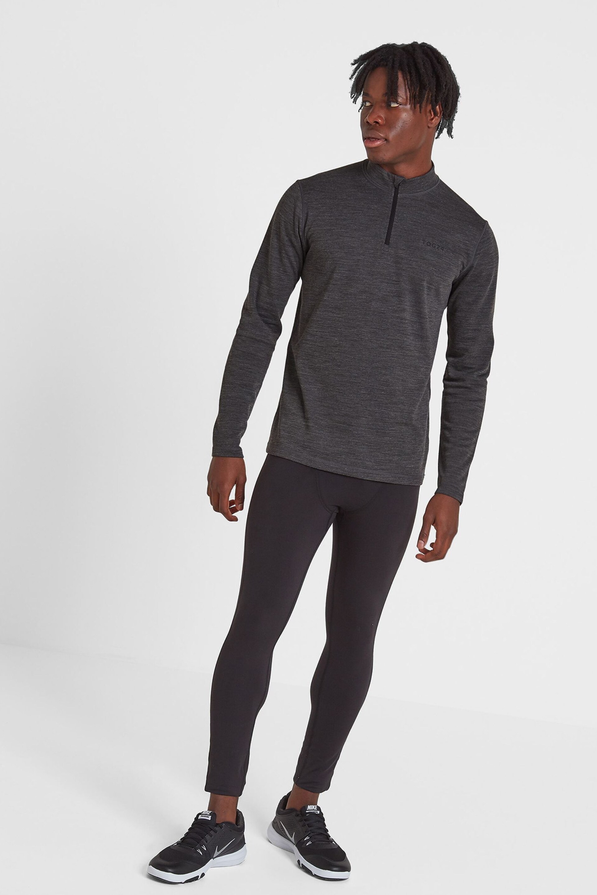 Tog 24 Grey Nevis Merino Zip Neck Base Layer Top - Image 3 of 3