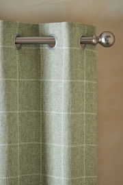 Sage Green Windowpane Check Lined Eyelet Curtains - Image 4 of 5