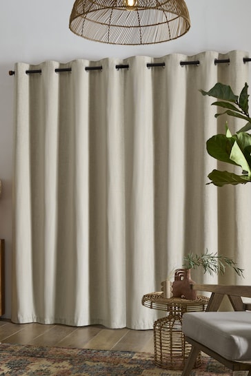 Natural Next Linen Look Eyelet Lined Curtains