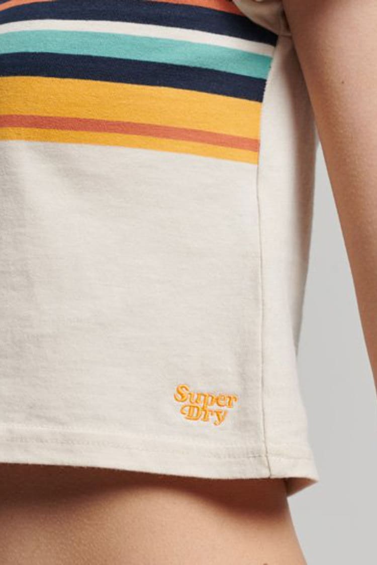 Superdry Cream Vintage Stripe Crop T-Shirt - Image 5 of 5