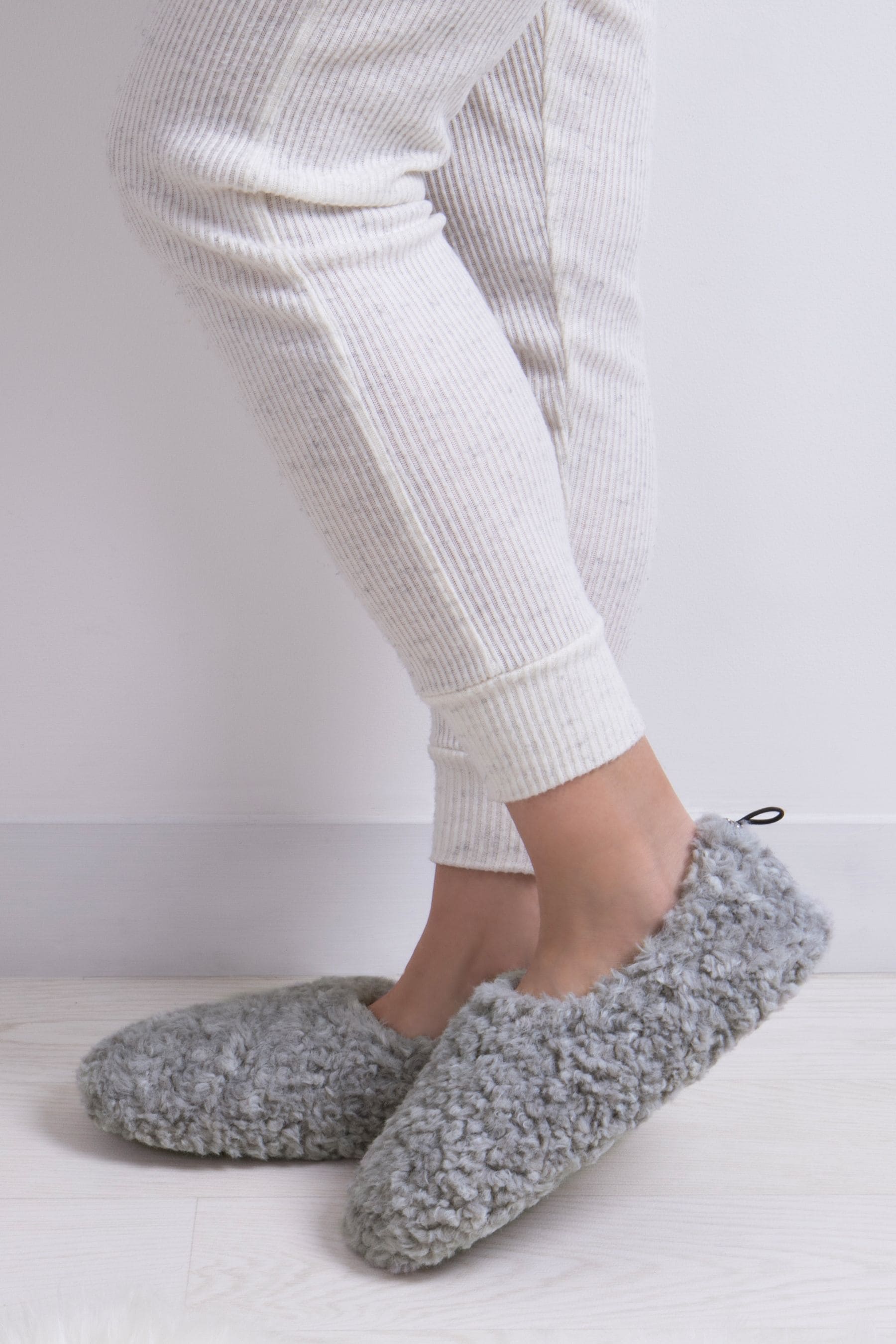Buy Totes Grey Ladies Faux Fur Full Back Slippers from the Next UK online shop