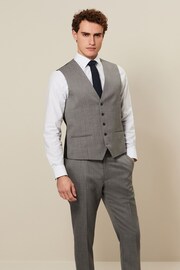 Light Grey Textured Wool Suit: Waistcoat - Image 1 of 4