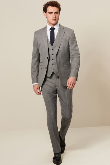 Light Grey Textured Suit: Waistcoat