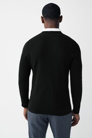 Black V-Neck Regular Mock Shirt Jumper - Image 3 of 5