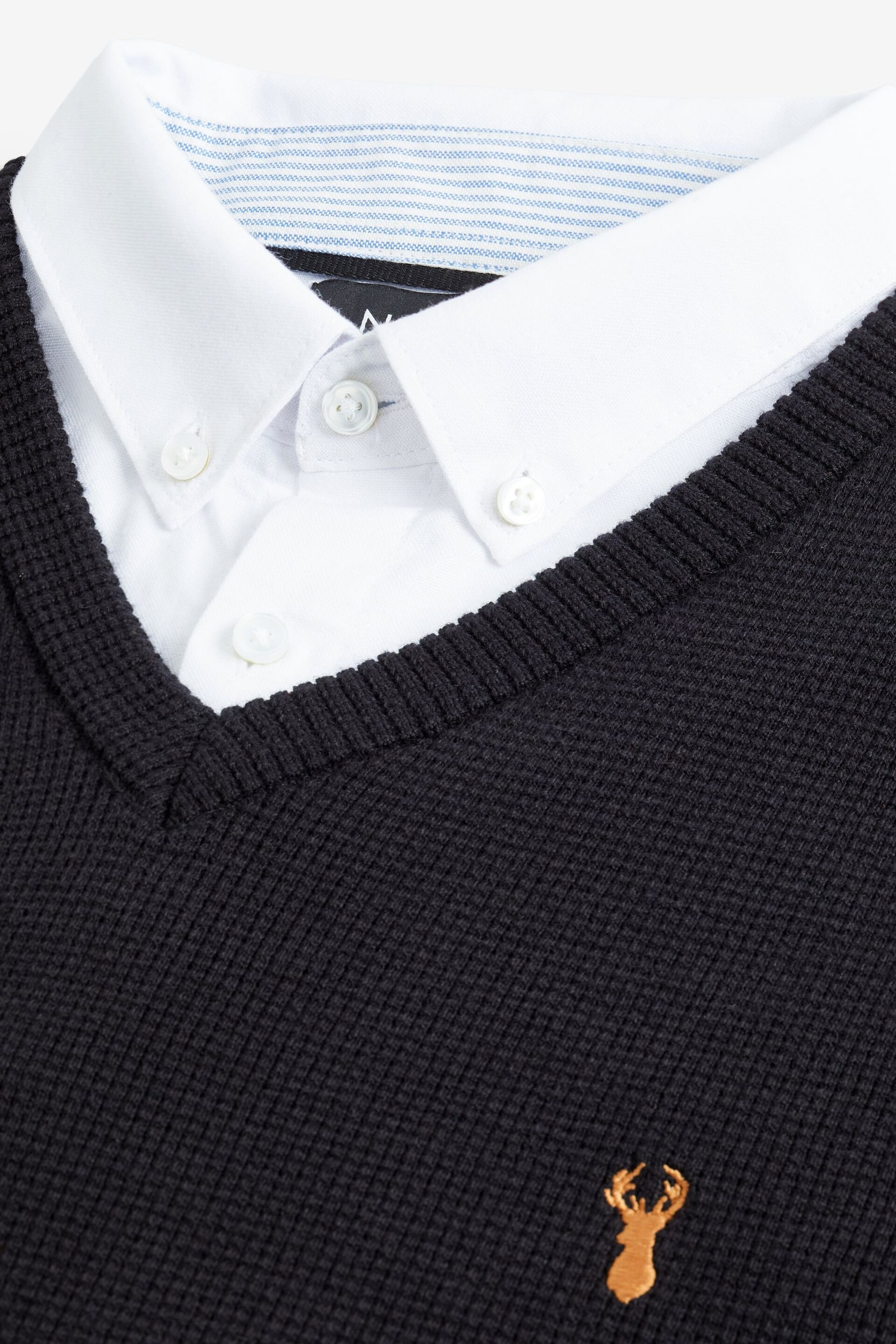 Black V-Neck Regular Mock Shirt Jumper - Image 7 of 7