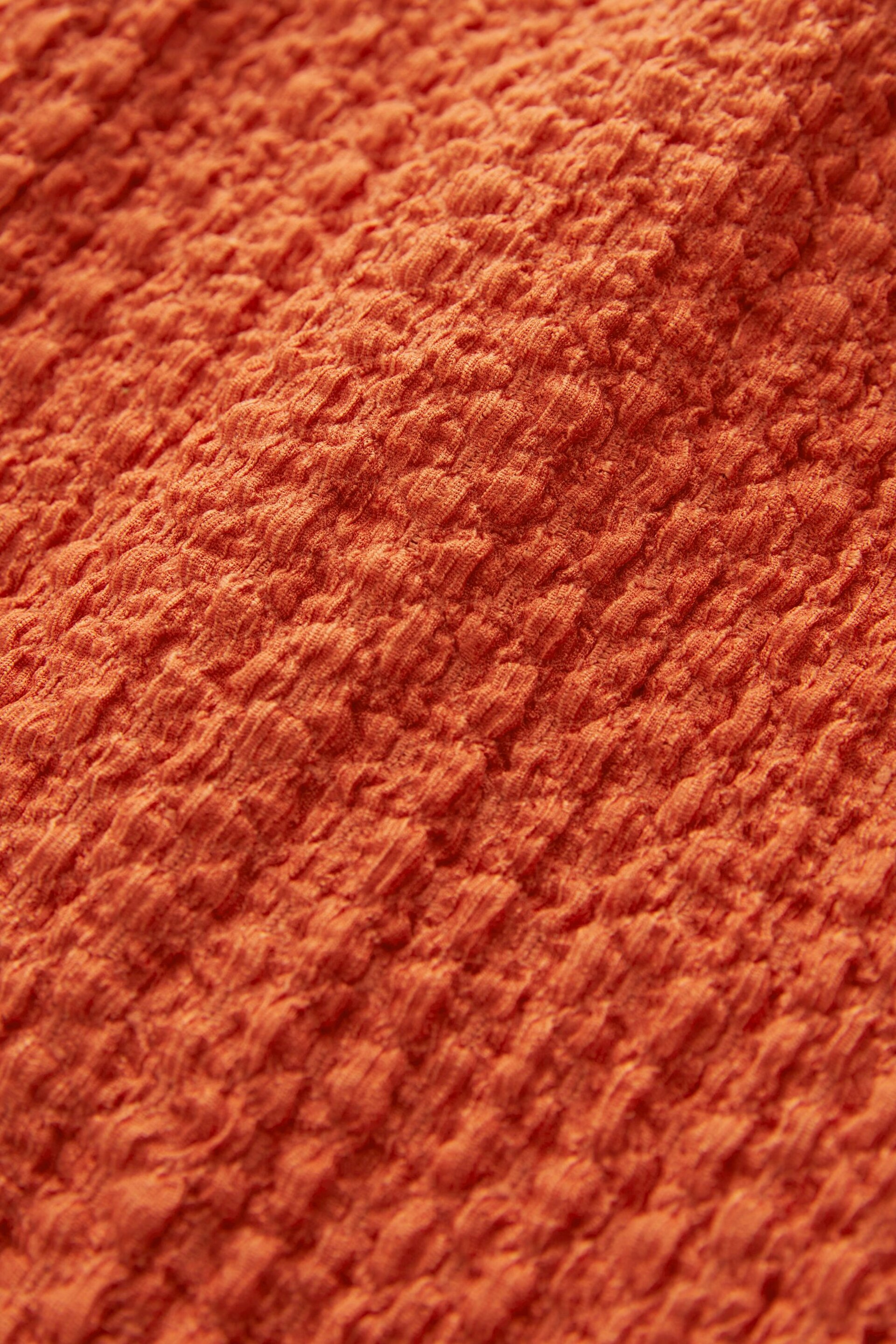 Rust Orange V-Neck Textured Midi Dress - Image 6 of 6