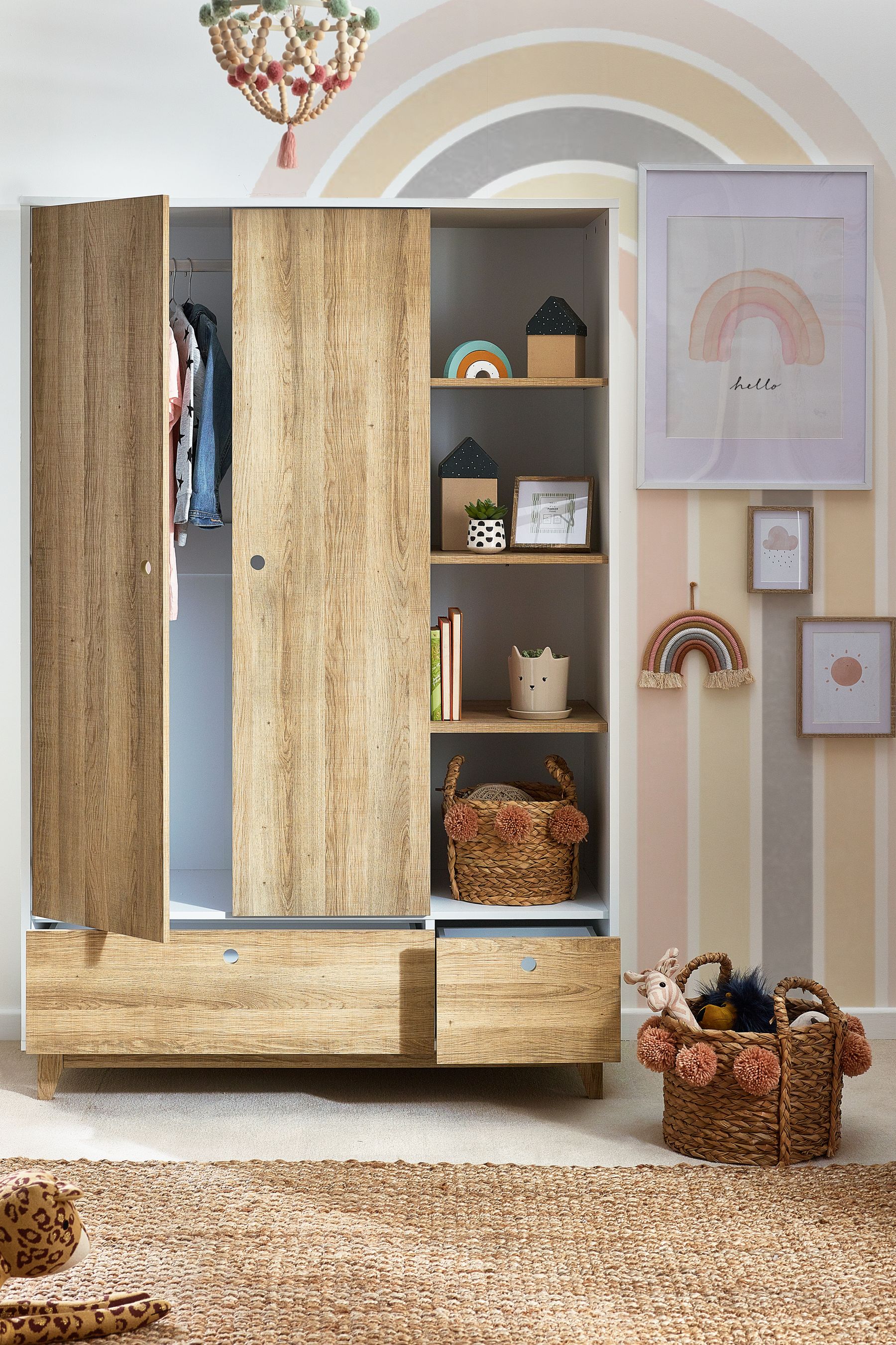 Buy White Wood Effect Parker Kids Triple Wardrobe from the Next UK