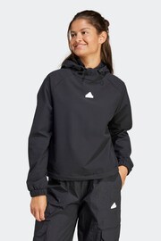 adidas Black Sportswear City Escape Hoodie With Bungee Cord - Image 1 of 7