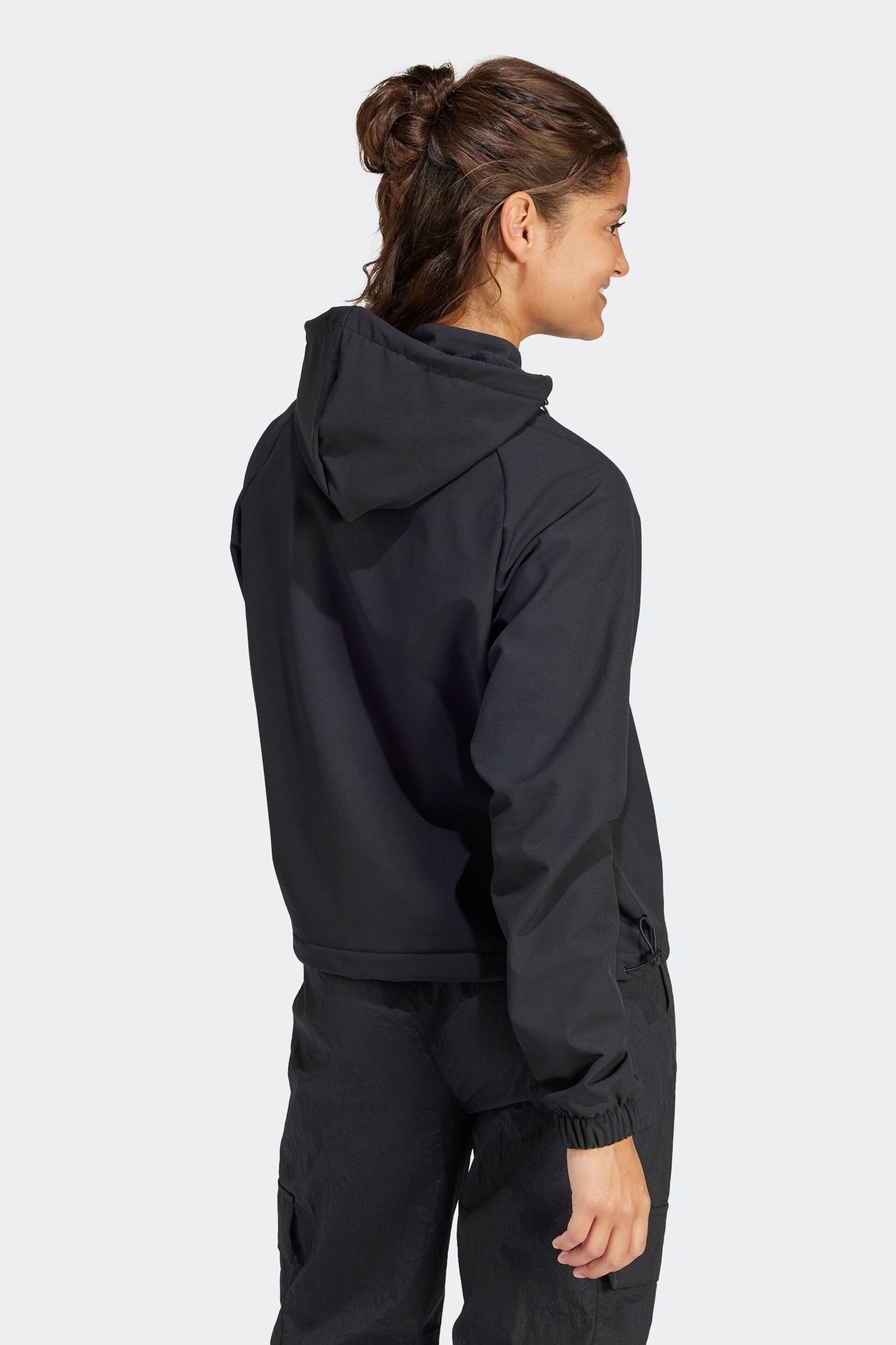 adidas Black Sportswear City Escape Hoodie With Bungee Cord - Image 2 of 7