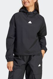 adidas Black Sportswear City Escape Hoodie With Bungee Cord - Image 4 of 7