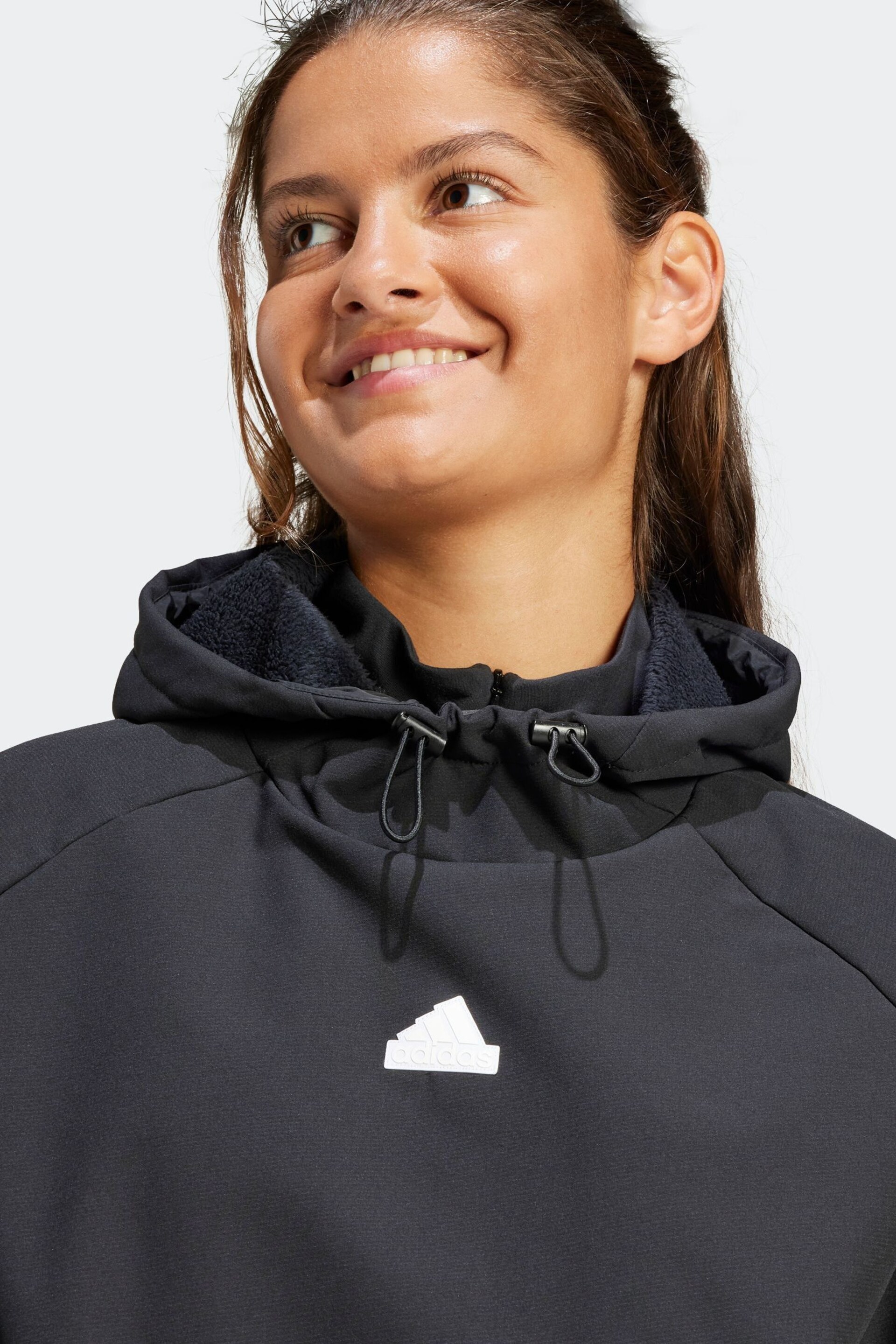 adidas Black Sportswear City Escape Hoodie With Bungee Cord - Image 5 of 7