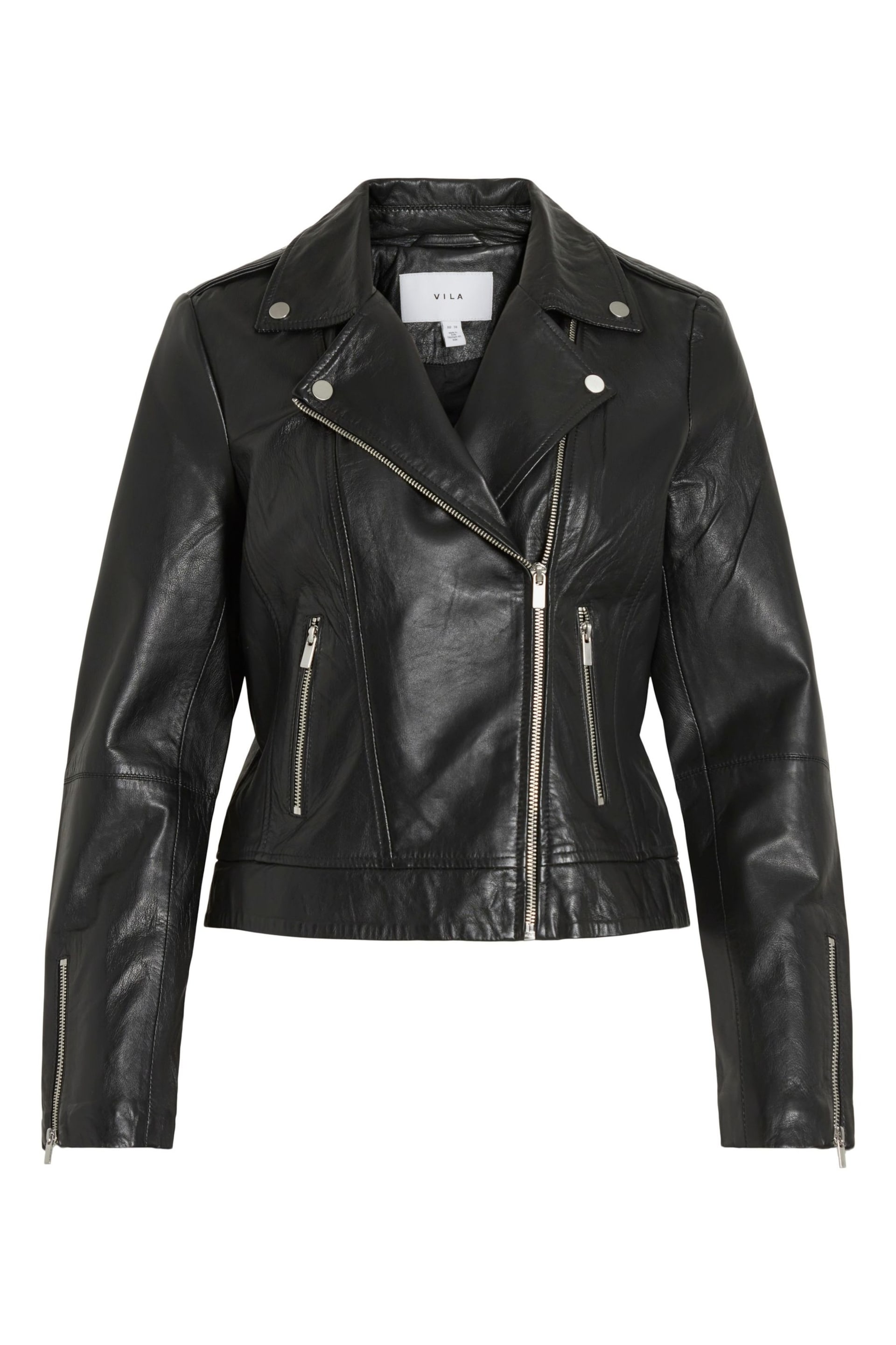 VILA Black Faux Leather Jacket - Image 6 of 7