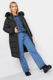 PixieGirl Petite Black Faux Fur Trim Padded Coat - Image 3 of 4