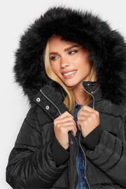 PixieGirl Petite Black Faux Fur Trim Padded Coat - Image 4 of 4