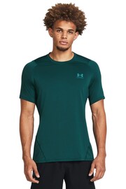 Under Armour Teal Blue HeatGear Fitted Short Sleeve T-Shirt - Image 1 of 4