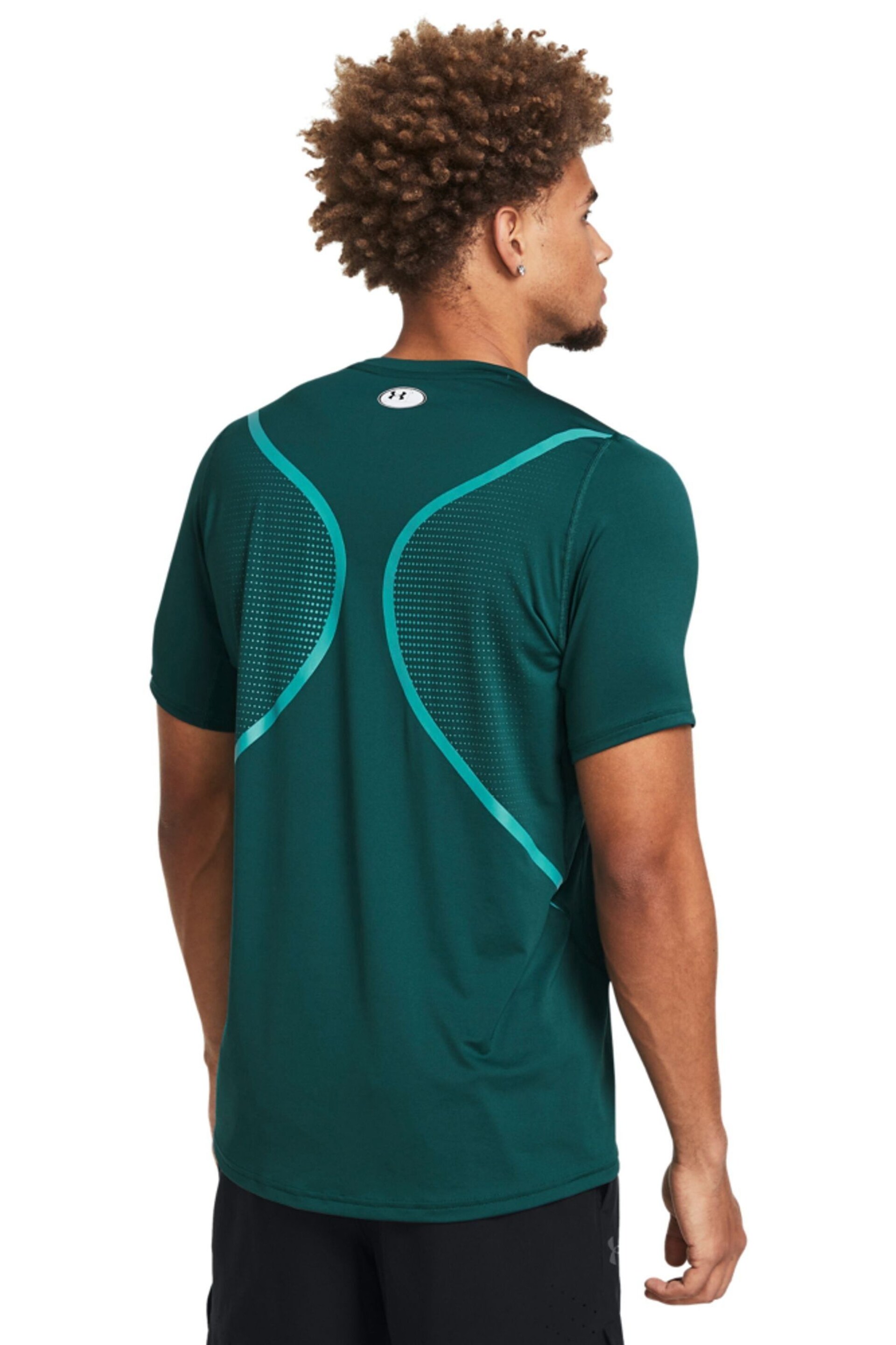 Under Armour Teal Blue HeatGear Fitted Short Sleeve T-Shirt - Image 2 of 2