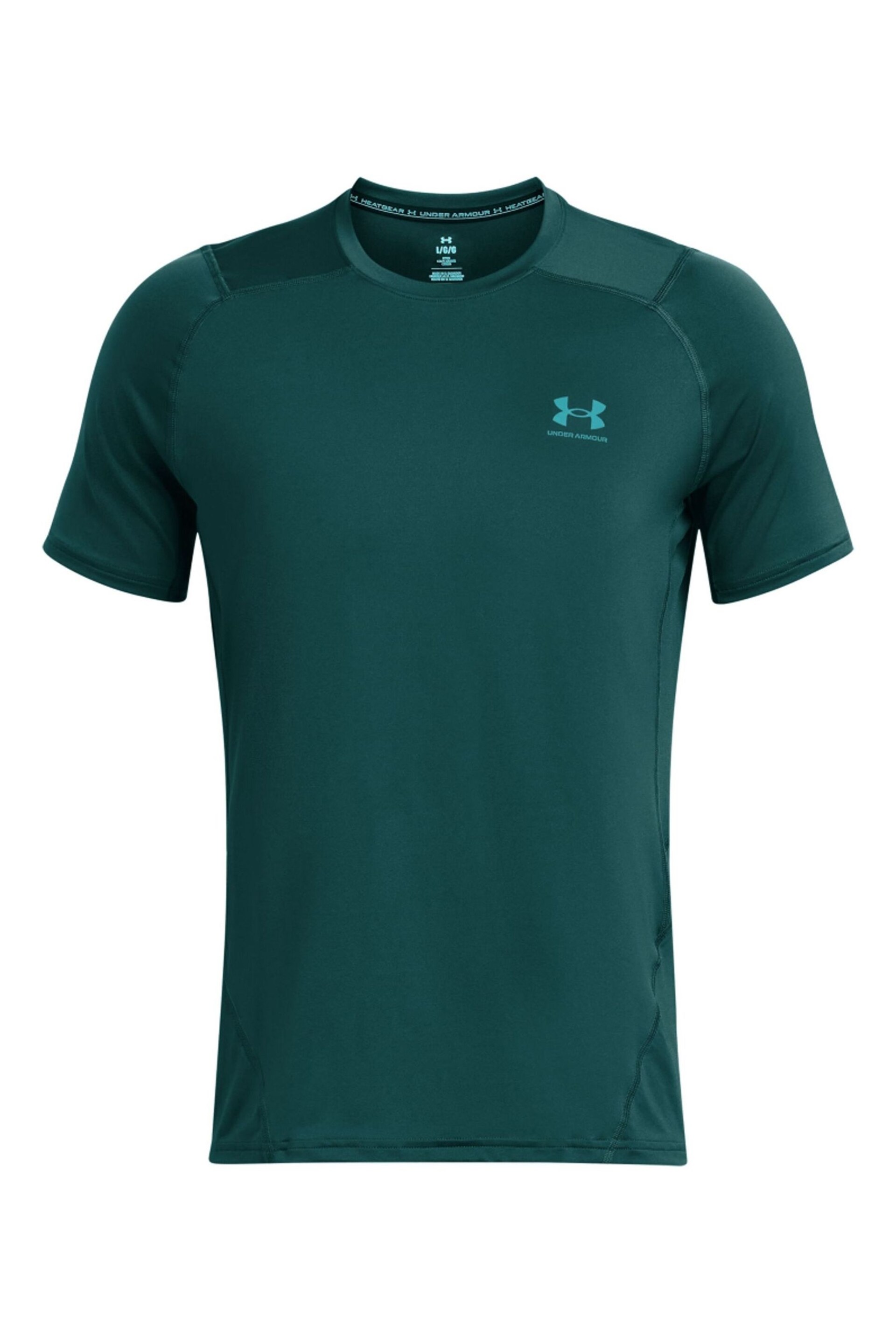 Under Armour Teal Blue HeatGear Fitted Short Sleeve T-Shirt - Image 3 of 4