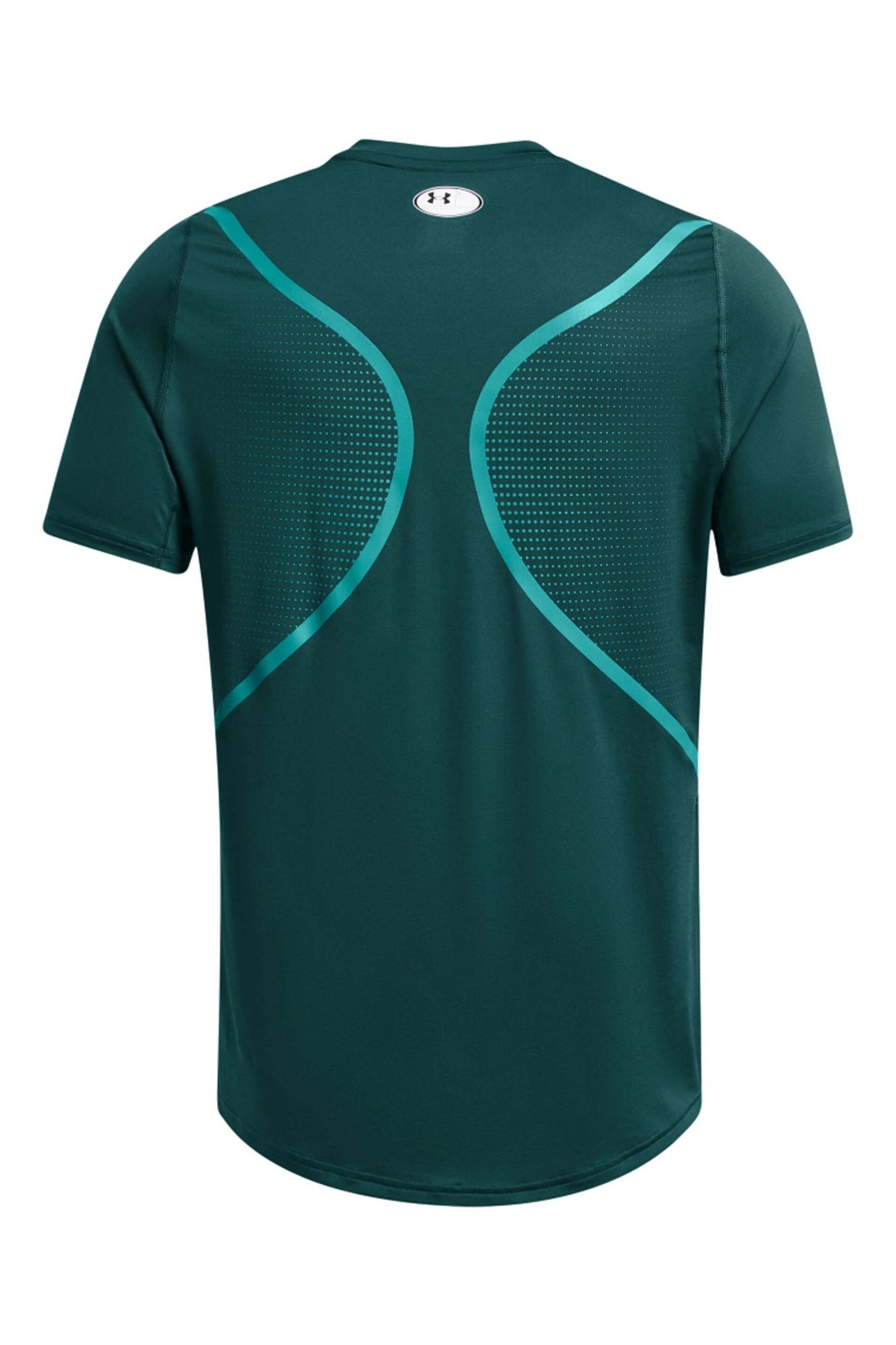 Under Armour Teal Blue HeatGear Fitted Short Sleeve T-Shirt - Image 4 of 4