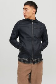 JACK & JONES Black Faux Leather Jacket - Image 1 of 7