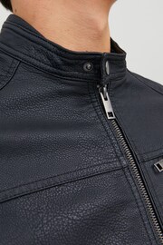 JACK & JONES Black Faux Leather Jacket - Image 4 of 7