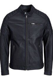 JACK & JONES Black Faux Leather Jacket - Image 6 of 7