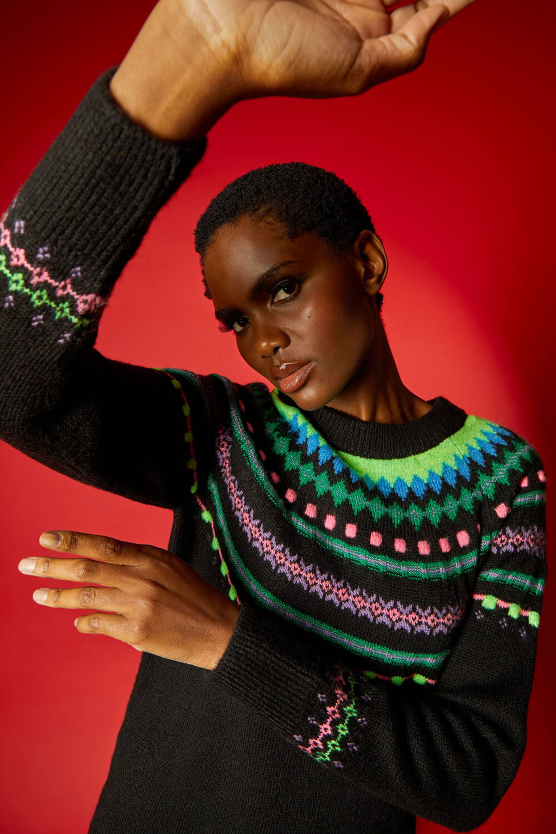 Black fairisle jumper cheap