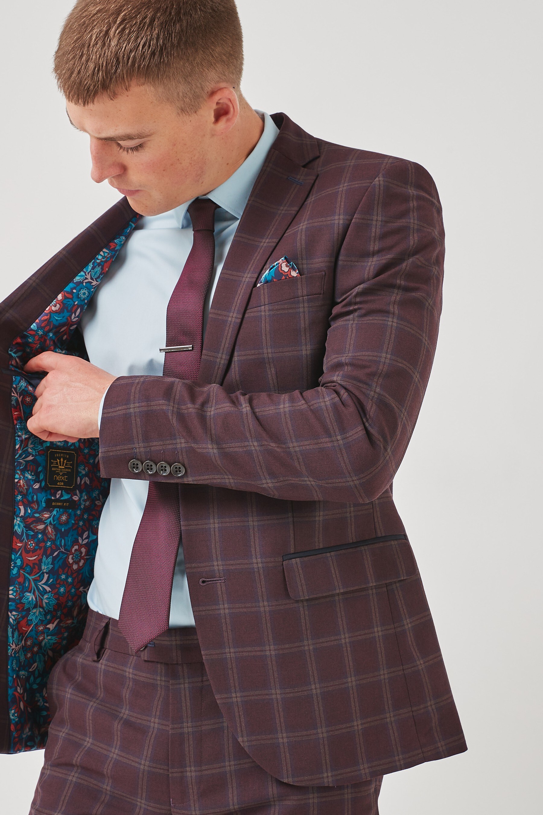 Maroon skinny suit cheap