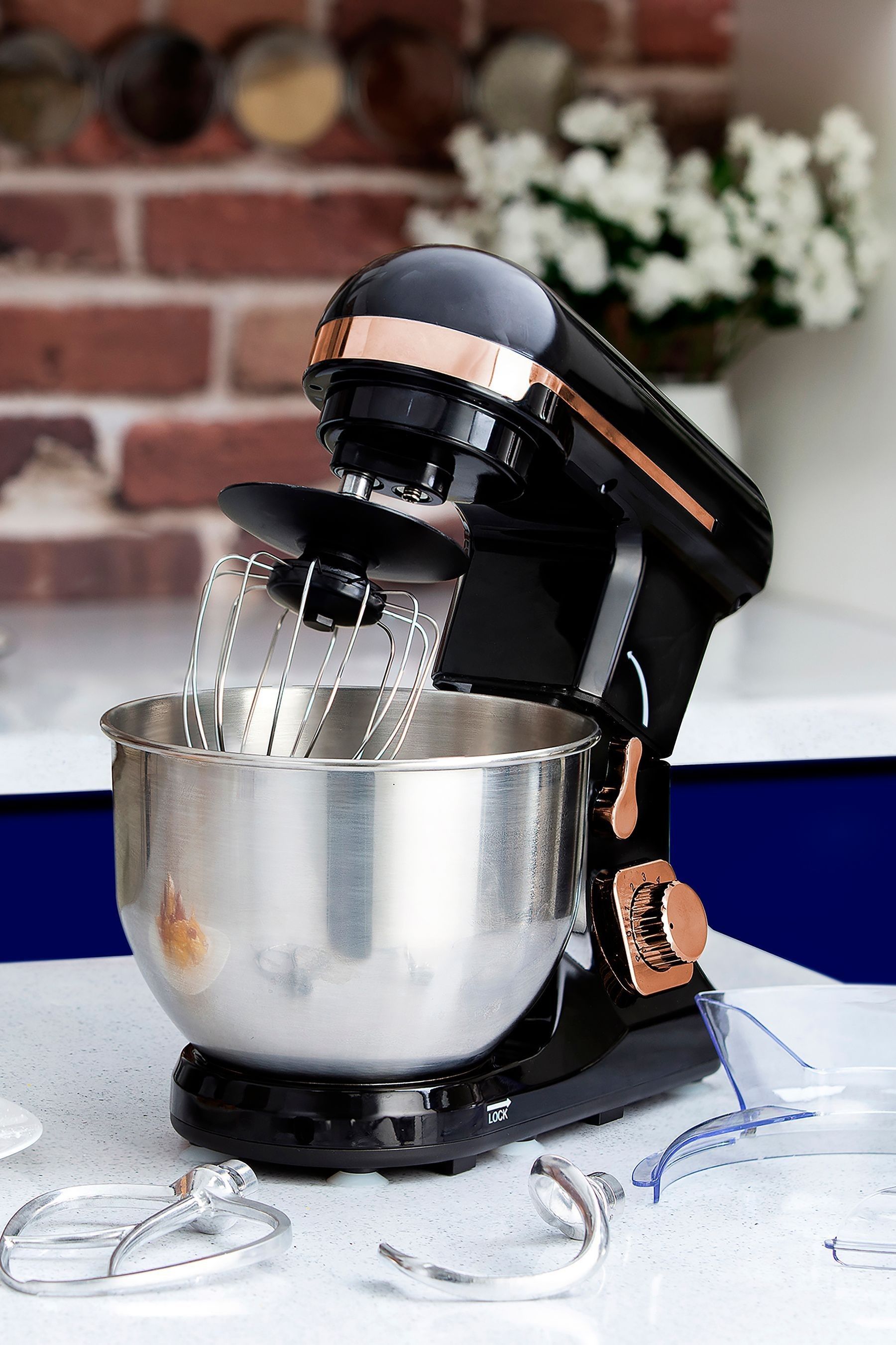 Black and rose gold shop stand mixer