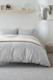 Grey Easy Care Polycotton Plain Duvet Cover and Pillowcase Set - Image 2 of 7