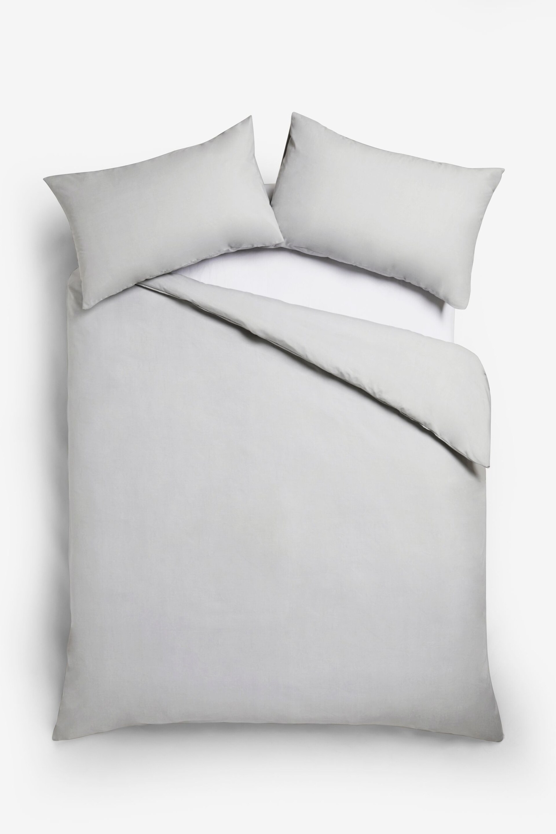 Grey Easy Care Polycotton Plain Duvet Cover and Pillowcase Set - Image 4 of 7