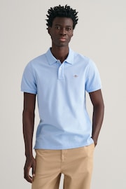 GANT Capri Blue Regular Shield Polo Shirt - Image 1 of 4